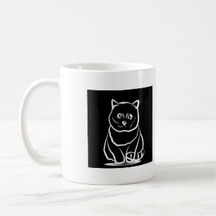 Mystic Cat Head – Minimalist Feline Line Art T-Shi Coffee Mug