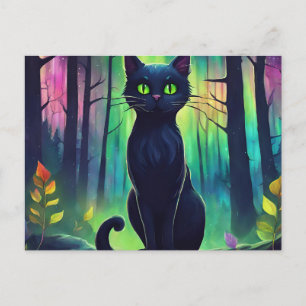 Mystic Cat of the Northern Lights Postcard