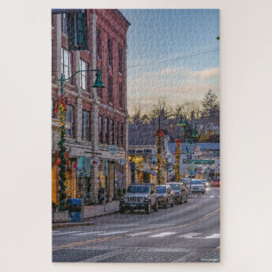 Mystic, Connecticut at Dusk on Thanksgiving Eve Jigsaw Puzzle