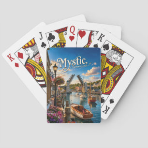 Mystic, Connecticut Drawbridge Harbor Sunset Playing Cards