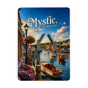 Mystic, Connecticut Drawbridge Harbour Sunset Magnet