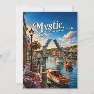 Mystic, Connecticut Drawbridge Harbour Sunset Thank You Card