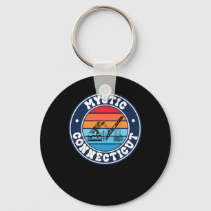 Mystic Connecticut Drawbridge Lobster Boat Coastal Key Ring