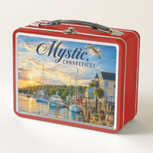 Mystic, Connecticut Harbor Sunset Metal Lunch Box