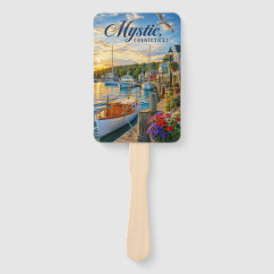 Mystic, Connecticut Harbour Sunset Hand Fan