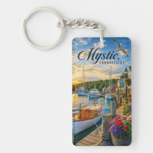 Mystic, Connecticut Harbour Sunset Key Ring
