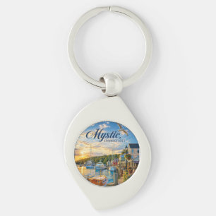 Mystic, Connecticut Harbour Sunset Key Ring