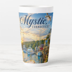 Mystic, Connecticut Harbour Sunset Latte Mug