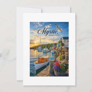 Mystic, Connecticut Harbour Sunset Save The Date