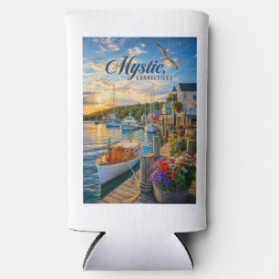 Mystic, Connecticut Harbour Sunset Seltzer Can Cooler