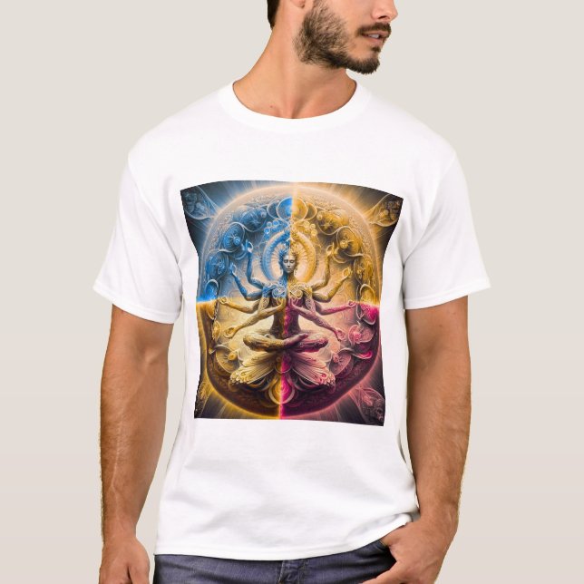 Mystic Cosmic Deity Mandala T‑Shirt | Psychedelic  T-Shirt (Front)