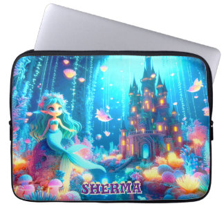  Mystic Depths – Chibi Mermaid & Glowing Garden  Laptop Sleeve