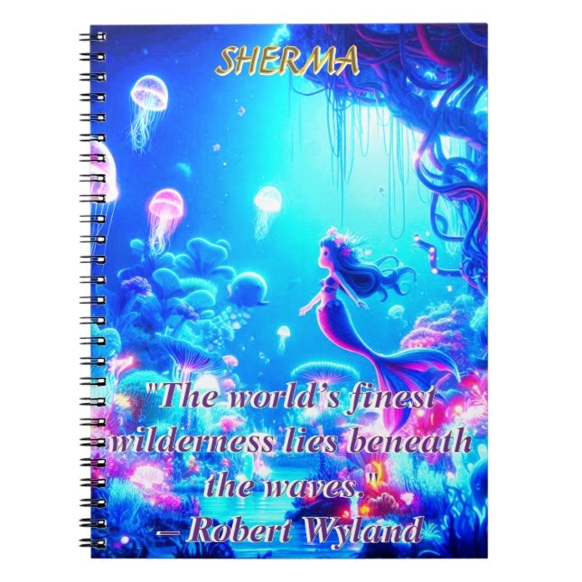 Mystic Depths – Chibi Mermaid & Glowing Garden Notebook (Front)
