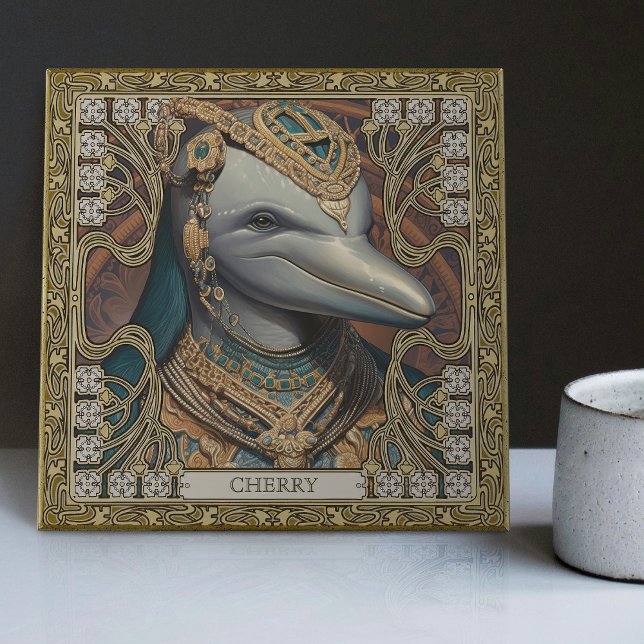 Mystic Dolphin Spirit Personalised Tribal Tribute Ceramic Tile (Creator Uploaded)