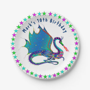 Mystic Dragon in Colourful Kaleidoscope Collection Paper Plate