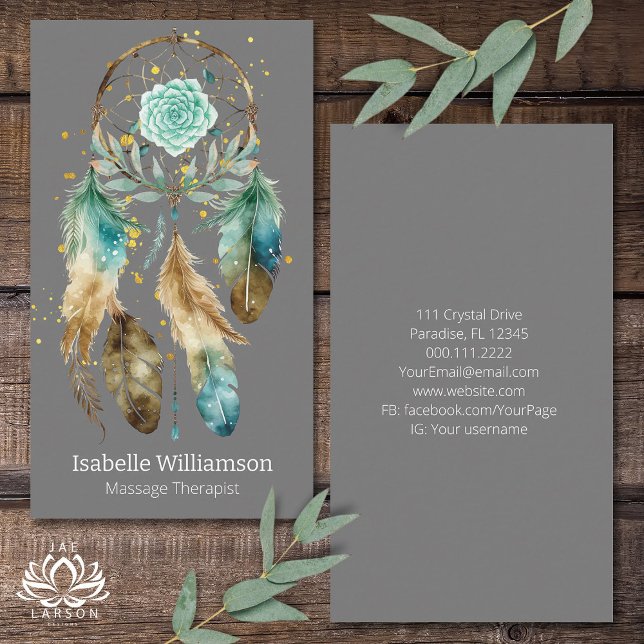 Mystic Dreamcatcher Spiritual Metaphysical Yoga Business Card (Creator Uploaded)