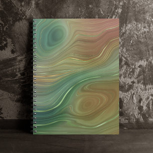 Mystic Earthy Strata Dark Green Brown Gold Agate Notebook