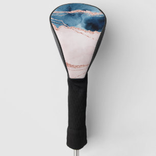 Mystic Elegance Teal Blue and Rose Gold Agate Golf Head Cover