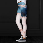 Mystic Elegance | Teal Blue and Rose Gold Agate Leggings<br><div class="desc">Gorgeous marbled agate stone with faux metallic foil and glitter veins featuring a sophisticated watercolor palette geode stone accented by faux metallic and splash. Modern theme perfect for professional personal branding or to add the perfect pop of colour to your life! For other colours or matching products, please visit the...</div>