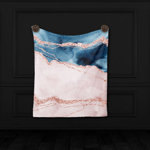 Mystic Elegance   Teal Blue and Rose Gold Agate Tapestry