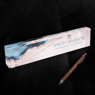 Mystic Elegance | Teal Blue and Rose Gold Branding Nameplate
