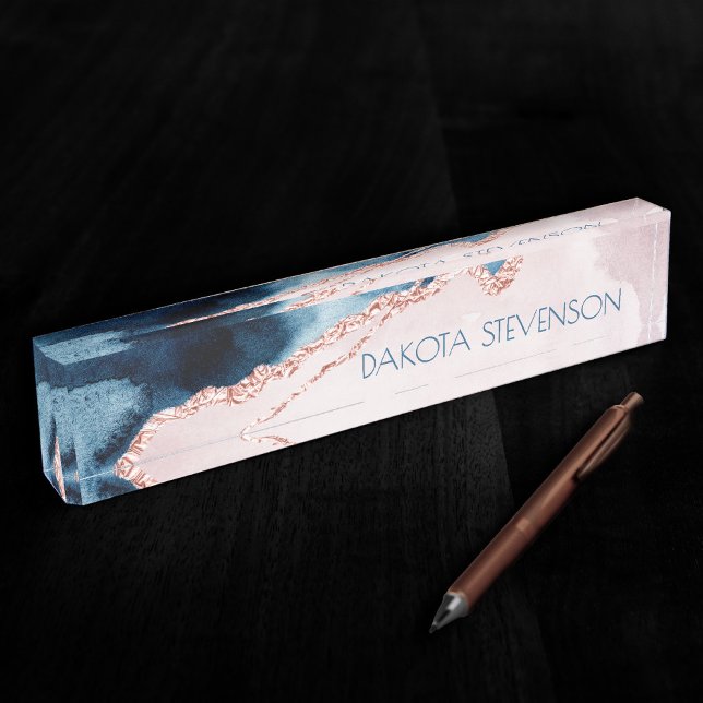 Mystic Elegance | Teal Blue and Rose Gold Branding Nameplate (Creator Uploaded)