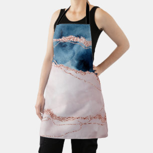Mystic Elegance   Teal Blue Blush Pink Agate Apron