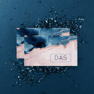 Mystic Elegance   Teal Blush Pink Agate Monogram Business Card