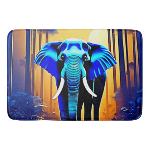 Mystic Elephant: Sunset Forest Journey Bath Mat