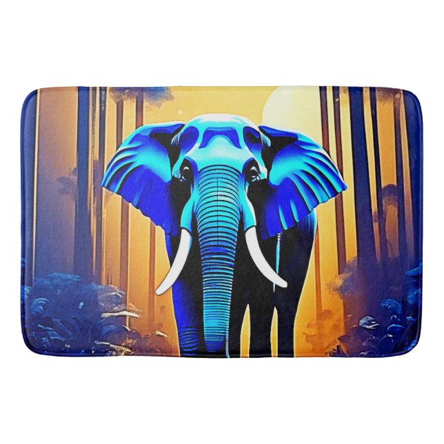 Mystic Elephant: Sunset Forest Journey Bath Mat (Front)