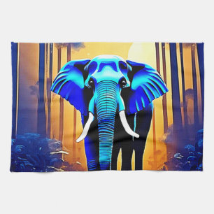 Mystic Elephant: Sunset Forest Journey Tea Towel
