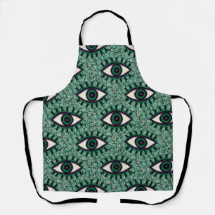 "Mystic Emerald Eyes" - Psychedelic Swirl Seamless Apron