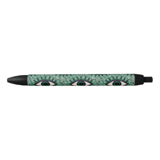 "Mystic Emerald Eyes" - Psychedelic Swirl Seamless Black Ink Pen