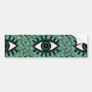 "Mystic Emerald Eyes" - Psychedelic Swirl Seamless Bumper Sticker