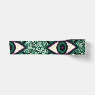 "Mystic Emerald Eyes" - Psychedelic Swirl Seamless Satin Ribbon