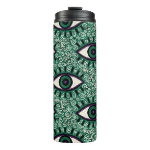 "Mystic Emerald Eyes" - Psychedelic Swirl Seamless Thermal Tumbler