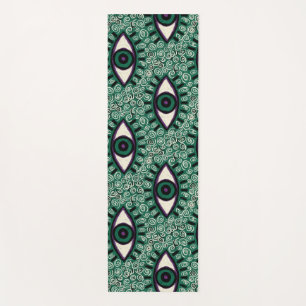 "Mystic Emerald Eyes" - Psychedelic Swirl Seamless Yoga Mat