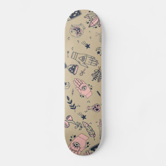 Mystic Esoteric Pink Evil Eye Hand Potion beige Skateboard