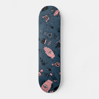 Mystic Esoteric Pink Evil Eye Hand Potion Navy Skateboard