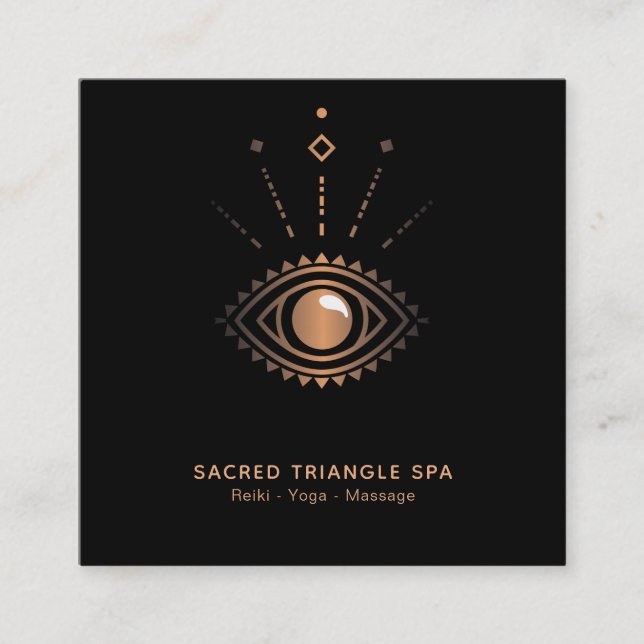 *~* Mystic Eye Shaman Sacred Geometry Alchemy Square Business Card (Front)