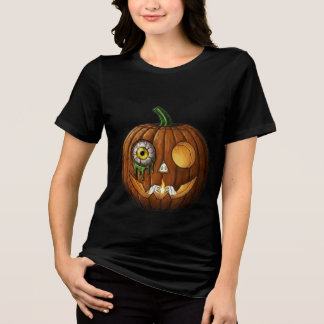 Mystic Eyeball & Skeleton Hands Jack-O-Lantern Tri-Blend Shirt