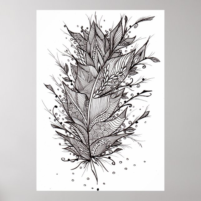 Mystic Feather Lineart Poster (Front)