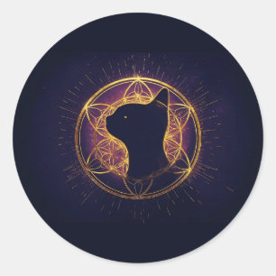 Mystic Feline Within the Sacred Circle Classic Round Sticker