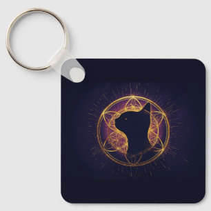 Mystic Feline Within the Sacred Circle Key Ring