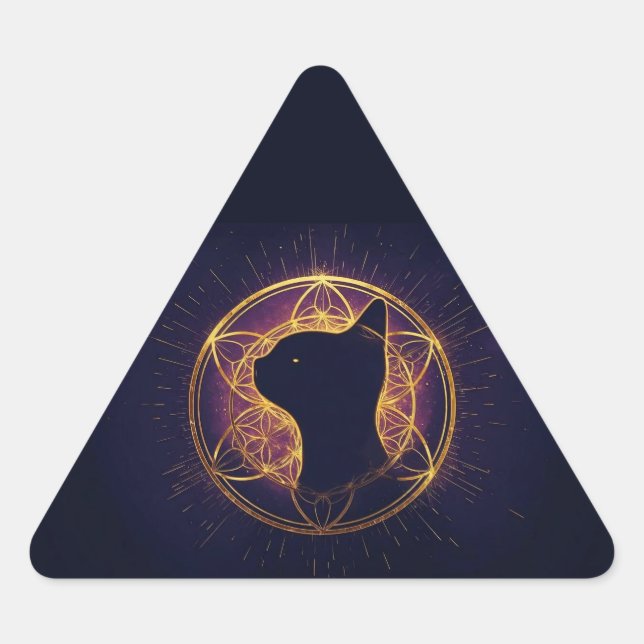 Mystic Feline Within the Sacred Circle Triangle Sticker (Front)