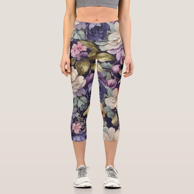 Mystic Flowers Custom Retirement Gifts for Her Mum Capri Leggings (Front)