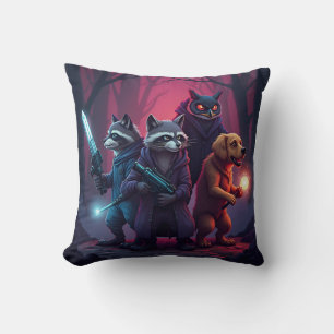 Mystic Forest Animal Warrior Art Cushion