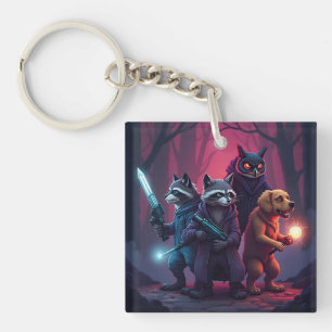 Mystic Forest Animal Warrior Art  Key Ring