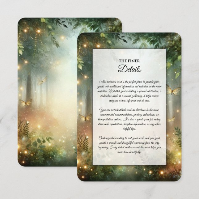 Mystic Forest Meadow Magic Wedding Enclosure Card (Front/Back)
