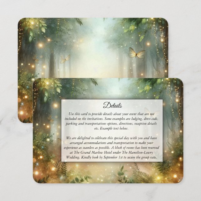 Mystic Forest Meadow Magic Wedding Enclosure Card (Front/Back)